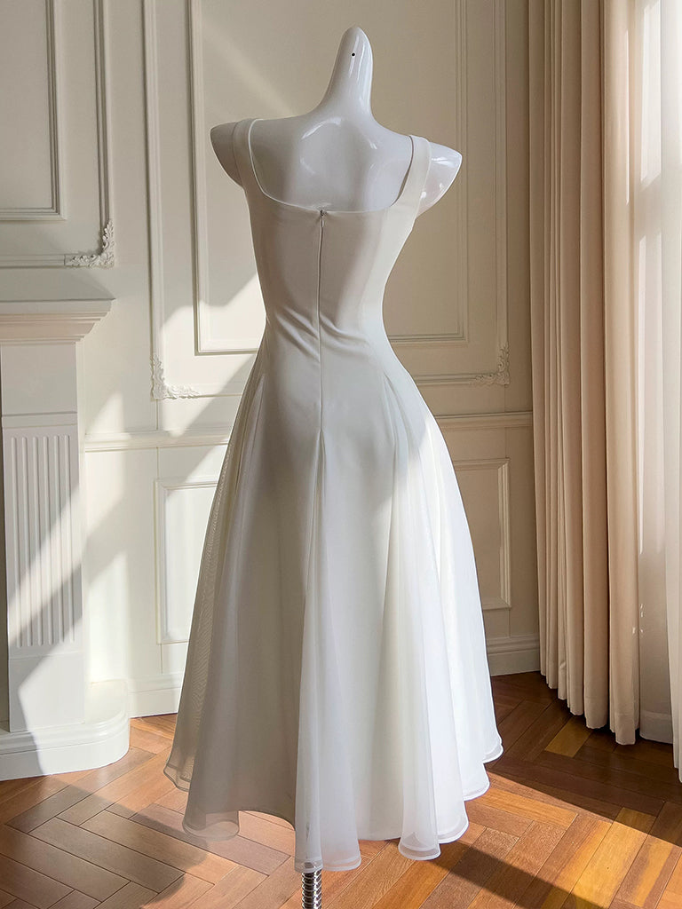 Simple A-Line Chiffon Short ivory Prom Dress, Simple ivory Bridesmaid toptby Simple A-Line Chiffon Short ivory Prom Dress, Simple ivory Bridesmaid toptby