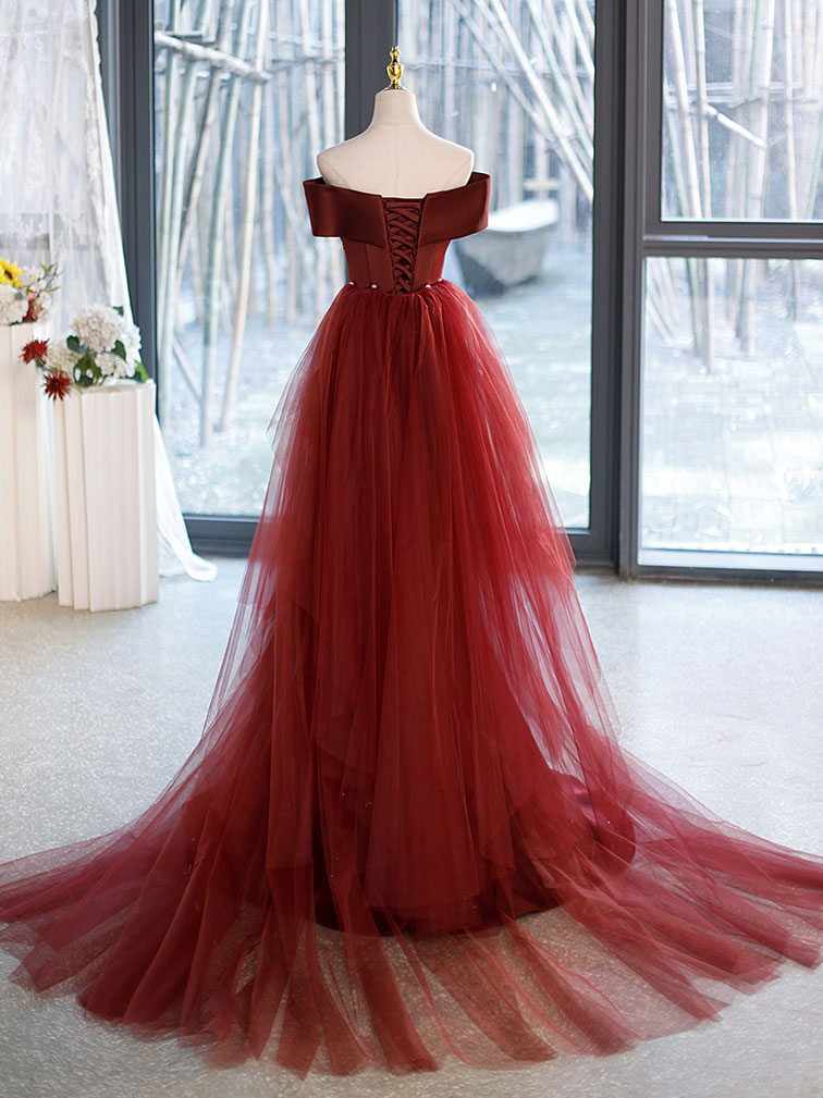 Simple Sweetheart Neck Mermaid Burgundy Long Prom Dress, Burgundy Form –  toptby