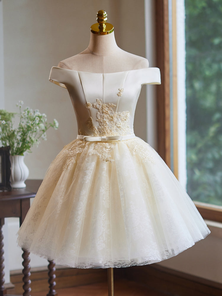 Satin Dress Champagne Gold Dress Short Elegant V-Neck Champagne Short Prom Dress: Perfect For Homecoming Satin Dress Champagne Gold Dress Short Elegant V-Neck Champagne Short Prom Dress: Perfect For Homecoming