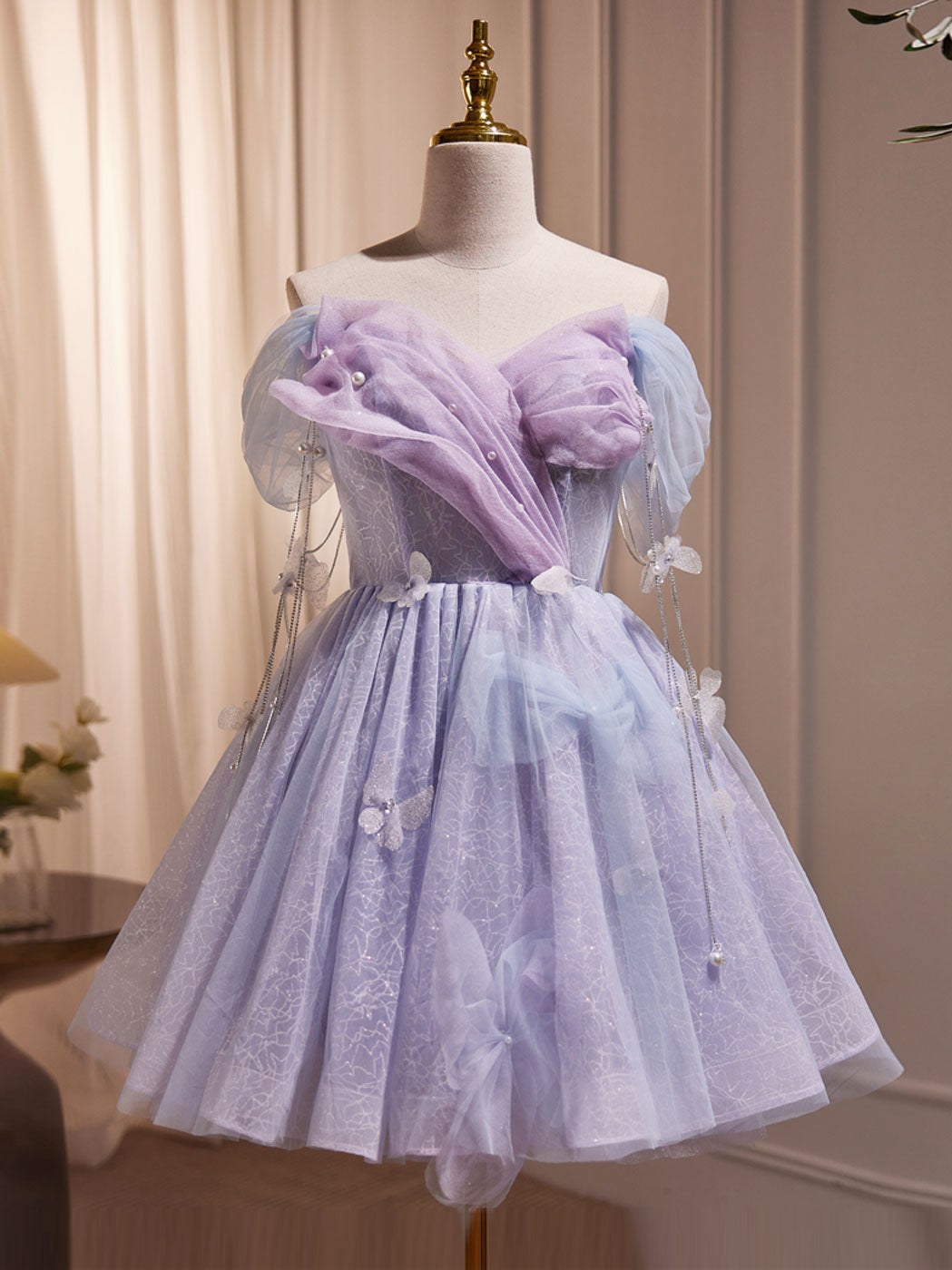 Purple Tulle Puffy Short Prom Dress, Cute Purple Homecoming Dress toptby Purple Tulle Puffy Short Prom Dress, Cute Purple Homecoming Dress toptby