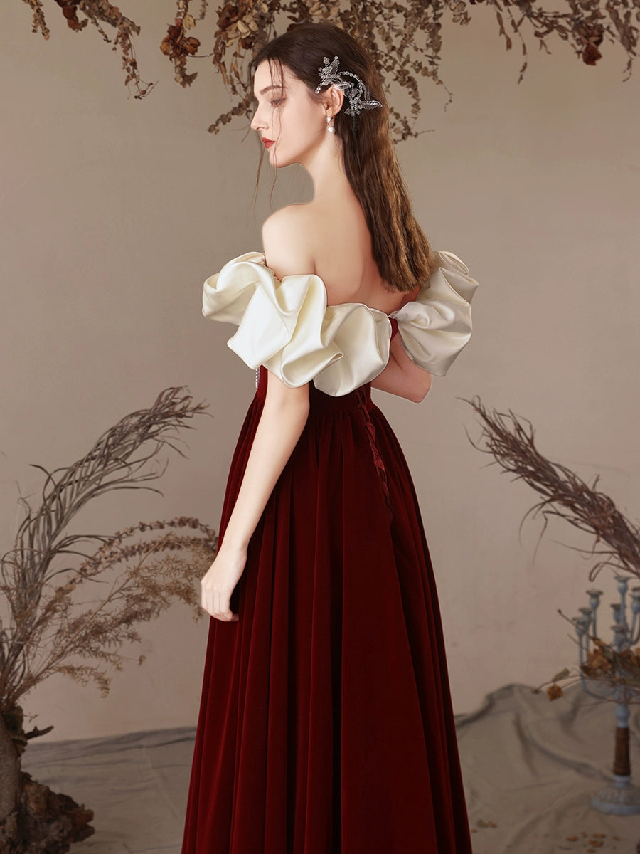 chinese dress ladies Stunning Women Evening Dress Burgundy A Line Criss Cross Lycra Spandex Formal Dinner Dresses main image 1