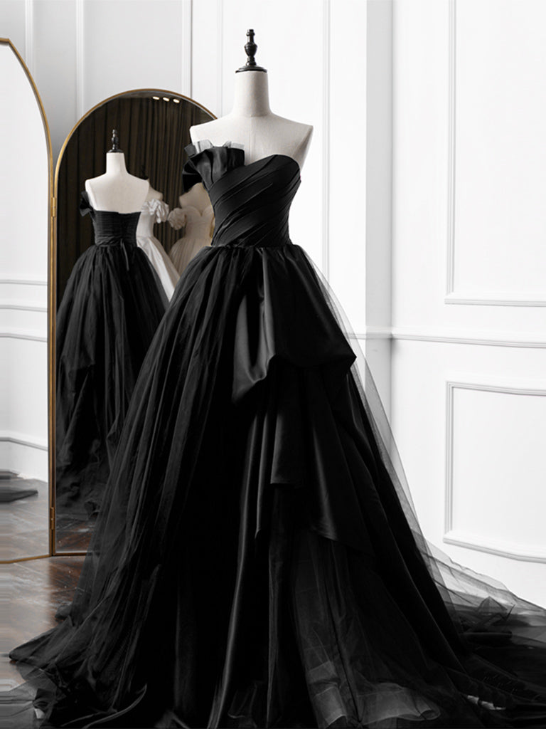 Simple A-Line Satin Black Long Prom Dress, Black Long Evening Dress toptby Simple A-Line Satin Black Long Prom Dress, Black Long Evening Dress toptby