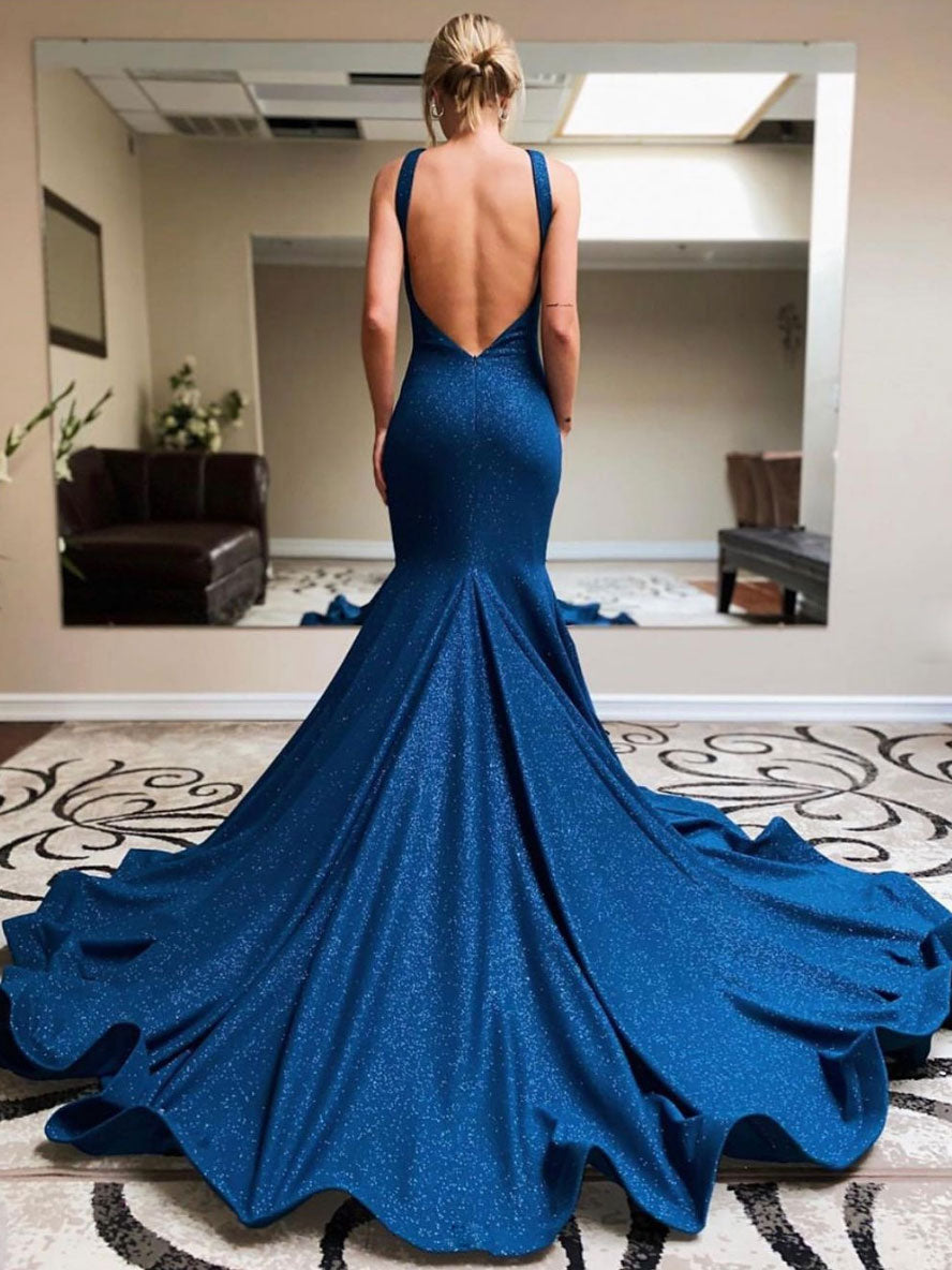 Dark blue deals mermaid prom dress