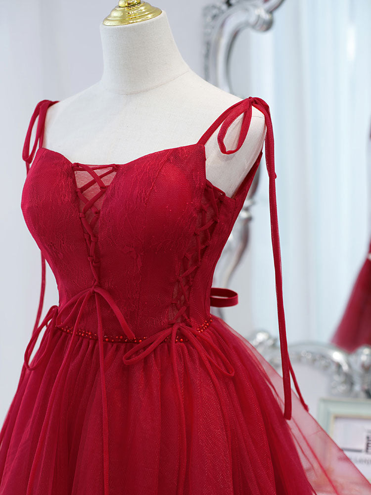 open lace back dress Sequins Burgundy Homecoming Dresses, Short Prom Dress PH358
