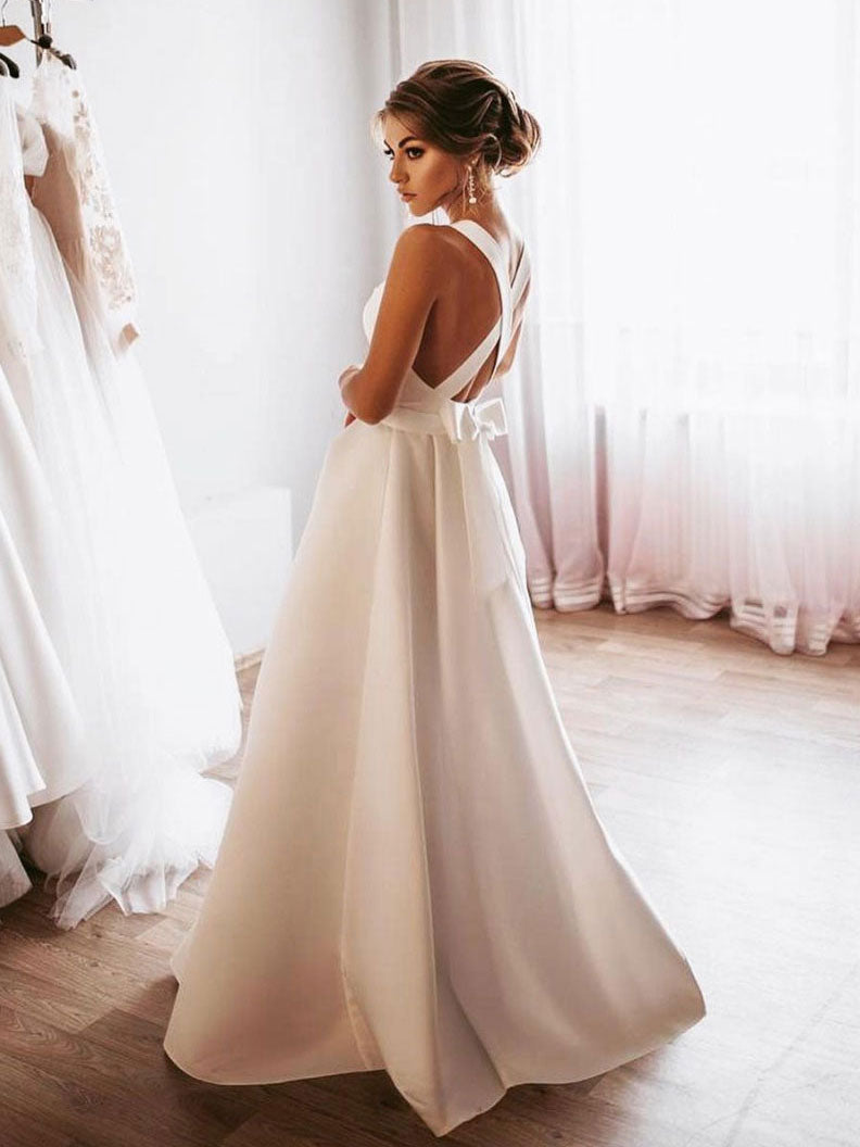 navy blue dress for baby girl Simple Velvet Prom Dresses Backless Evening Dresses – Hoprom main image 1