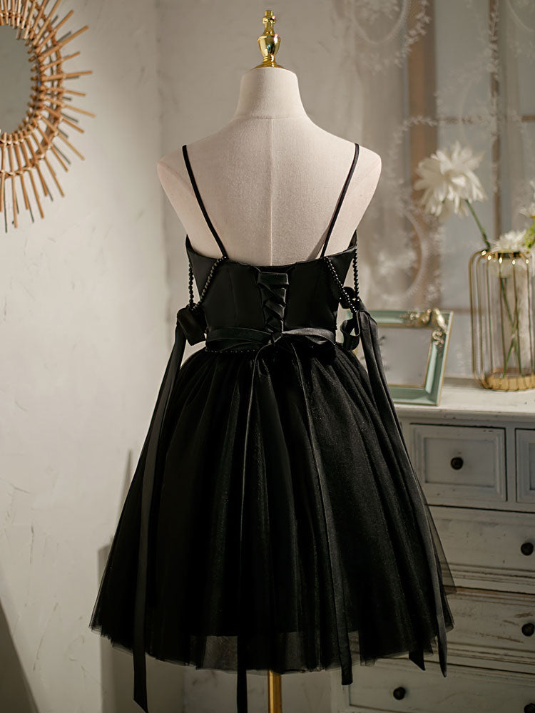 Black tulle short prom dress, black homecoming dress – toptby