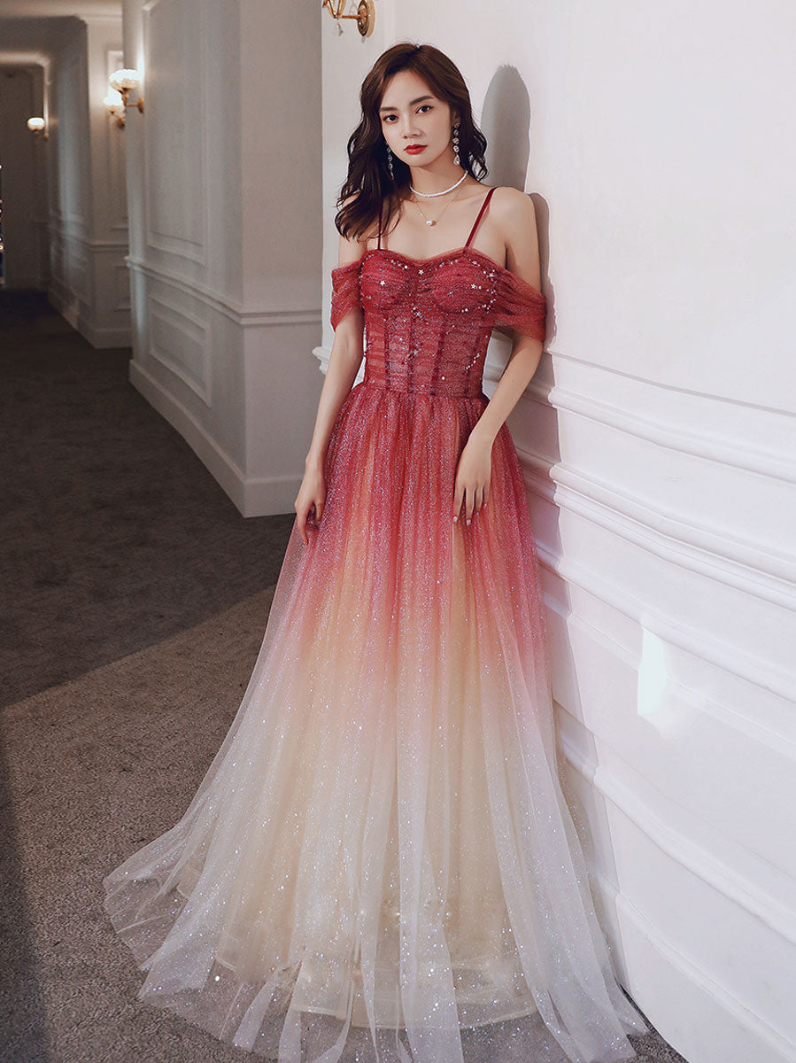 A line burgundy tulle long prom dress, burgundy tulle formal dress toptby A line burgundy tulle long prom dress, burgundy tulle formal dress toptby