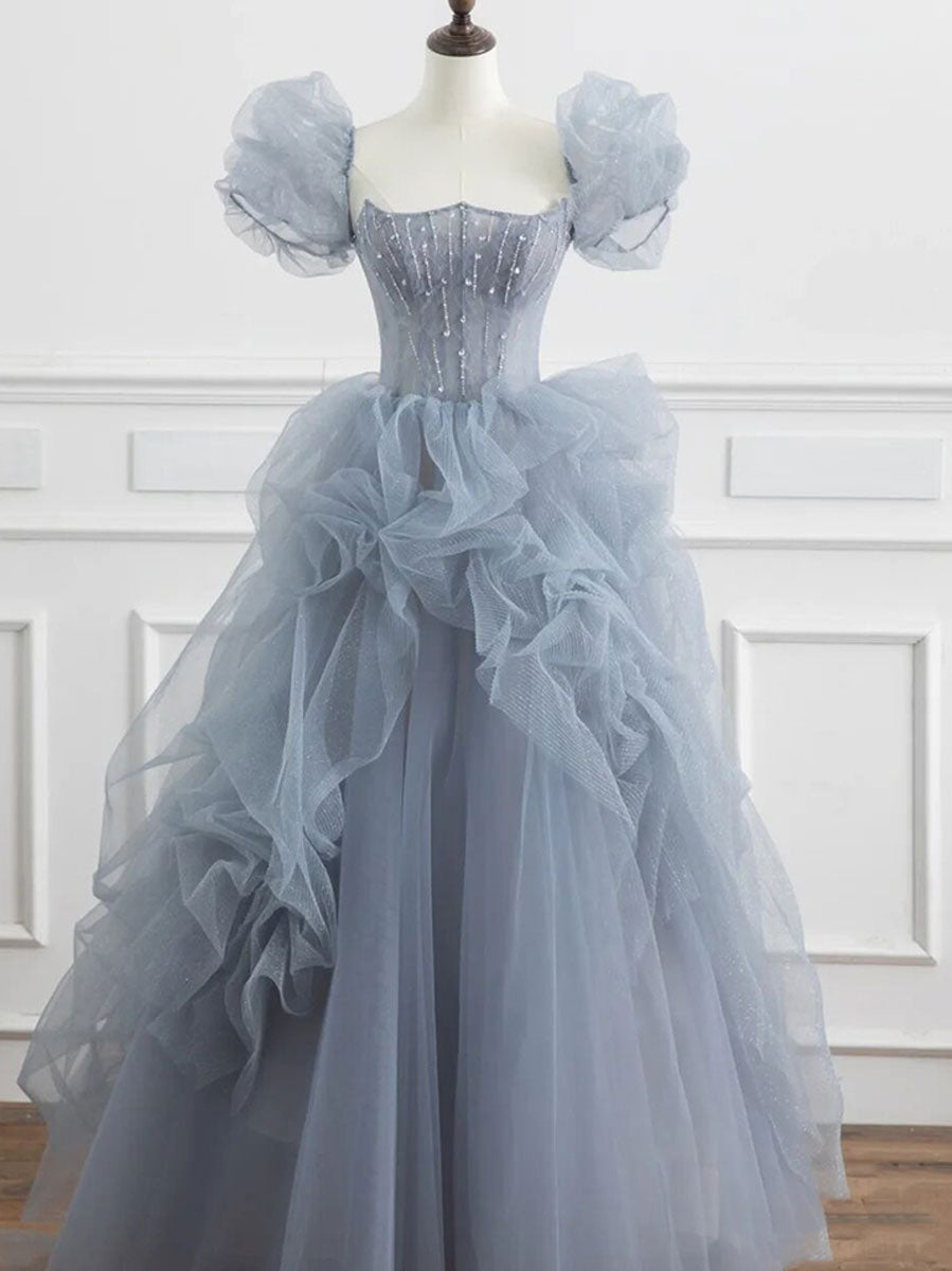 Gray Blue Prom Dresses