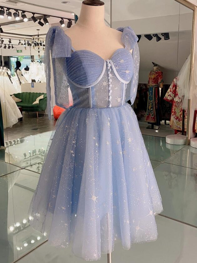 Blue Short Prom Dresses, Shiny Blue Formal Homecoming Dresses toptby Blue Short Prom Dresses, Shiny Blue Formal Homecoming Dresses toptby