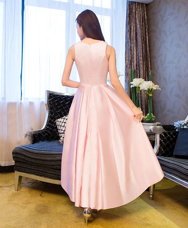 Simple pink satin high neck prom dress pink formal dress toptby Simple pink satin high neck prom dress pink formal dress toptby