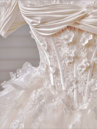 Ball-Gown/Princess Sweetheart Floor-Length Tulle Prom Dresses With Sequins Appliques Lace Beading