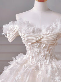 Ball-Gown/Princess Sweetheart Floor-Length Tulle Prom Dresses With Sequins Appliques Lace Beading