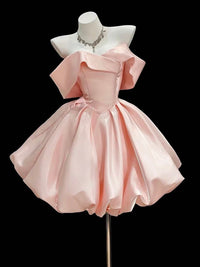 A-Line Sweetheart Neck Off Shoulder Blue Short Prom Dress