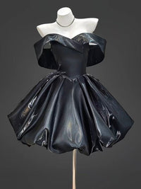 A-Line Sweetheart Neck Off Shoulder Blue Short Prom Dress