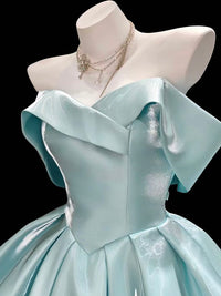 A-Line Sweetheart Neck Off Shoulder Blue Short Prom Dress