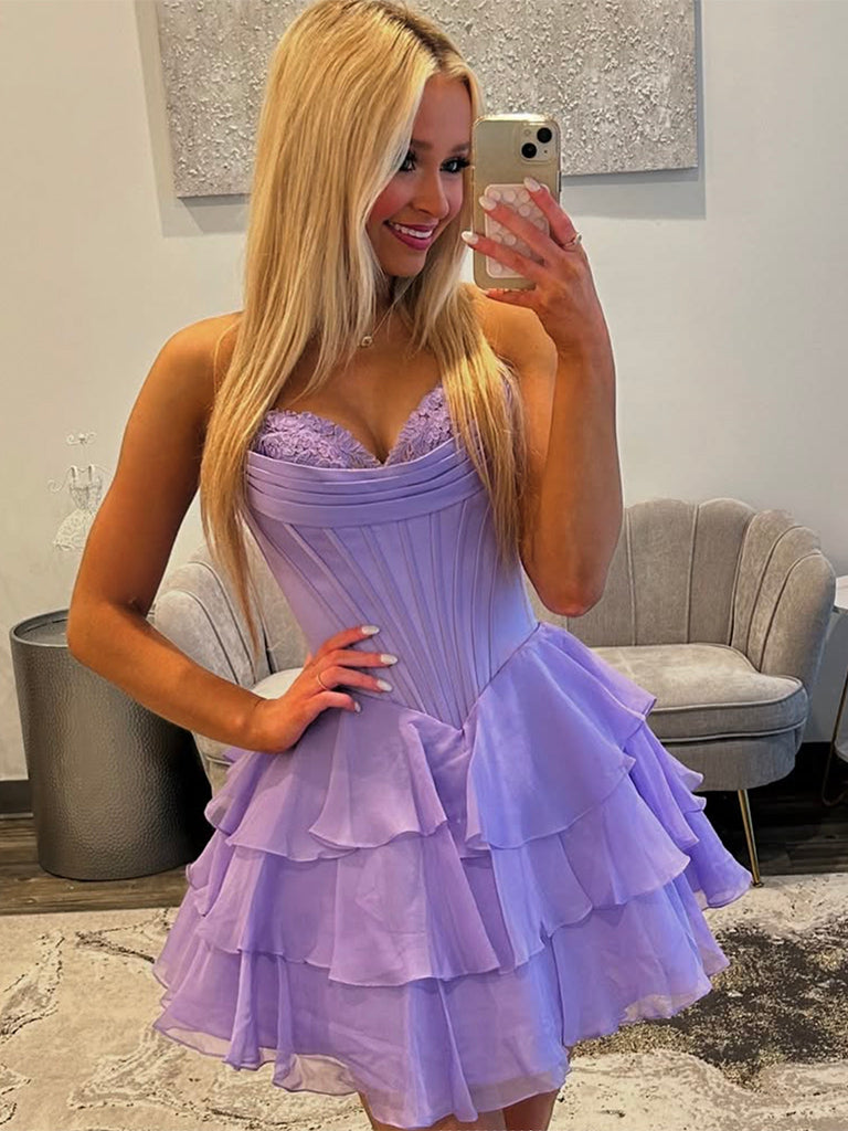 A-Line Sweetheart Neck Tulle Black Short Prom Dress, Black Homecoming Dress
