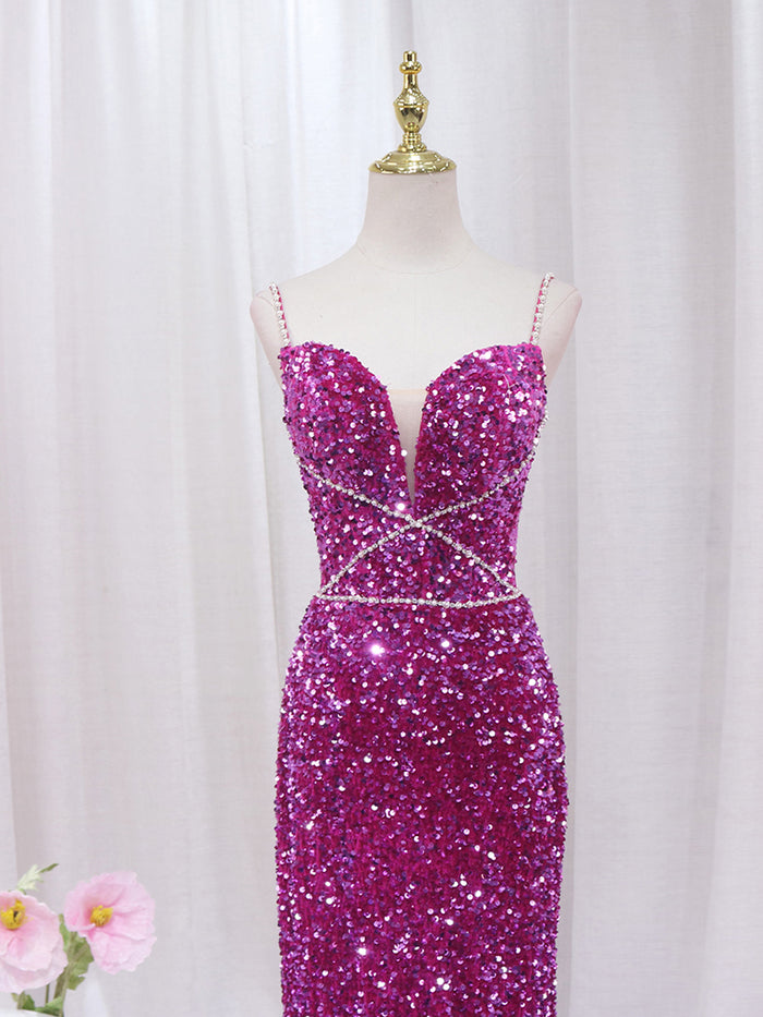Simple Design Sequin Mermaid Lace Up Prom Dresses, Affordable Prom Dresses, PD0435