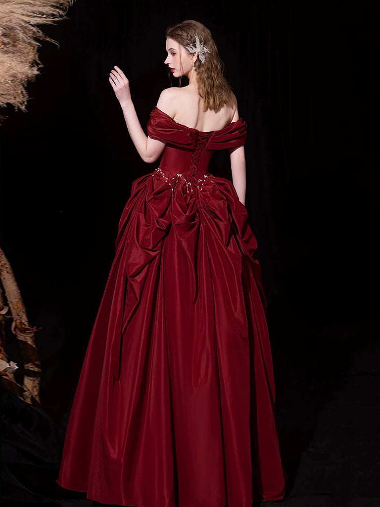 A-Line Off Shoulder Sweetheart Neck Burgundy Long Prom Dress toptby A-Line Off Shoulder Sweetheart Neck Burgundy Long Prom Dress toptby