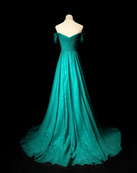 A-Line Sweetheart Neck Chiffon Emerald Green Long Prom Dress