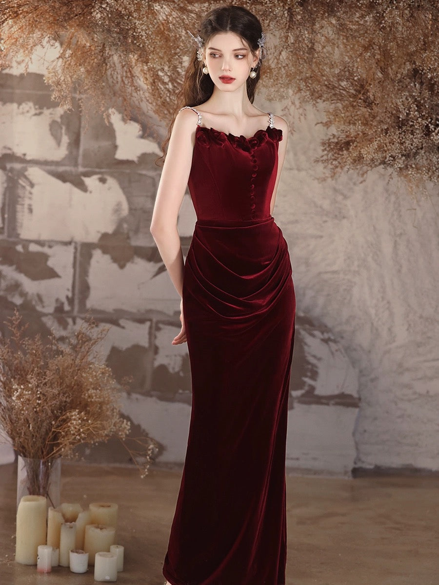 Burgundy Velvet Mermaid Long Prom Dress, Velvet Burgundy Long Formal D toptby Burgundy Velvet Mermaid Long Prom Dress, Velvet Burgundy Long Formal D toptby
