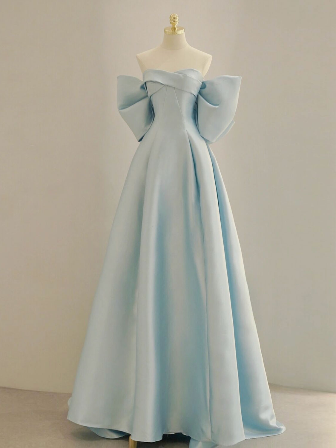Blue Satin Long Prom Dress, A-line Blue Formal Evening Dress toptby Blue Satin Long Prom Dress, A-line Blue Formal Evening Dress toptby