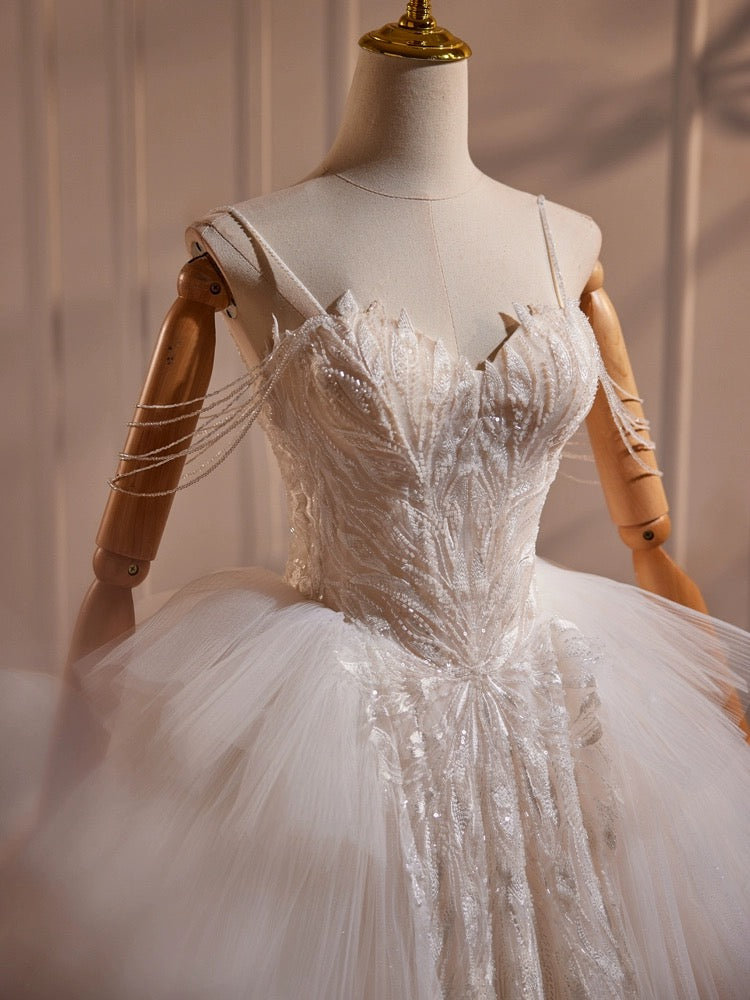 A-Line Sweetheart Neck Tulle Lace Applique Beige Long Prom Dress with toptby A-Line Sweetheart Neck Tulle Lace Applique Beige Long Prom Dress with toptby