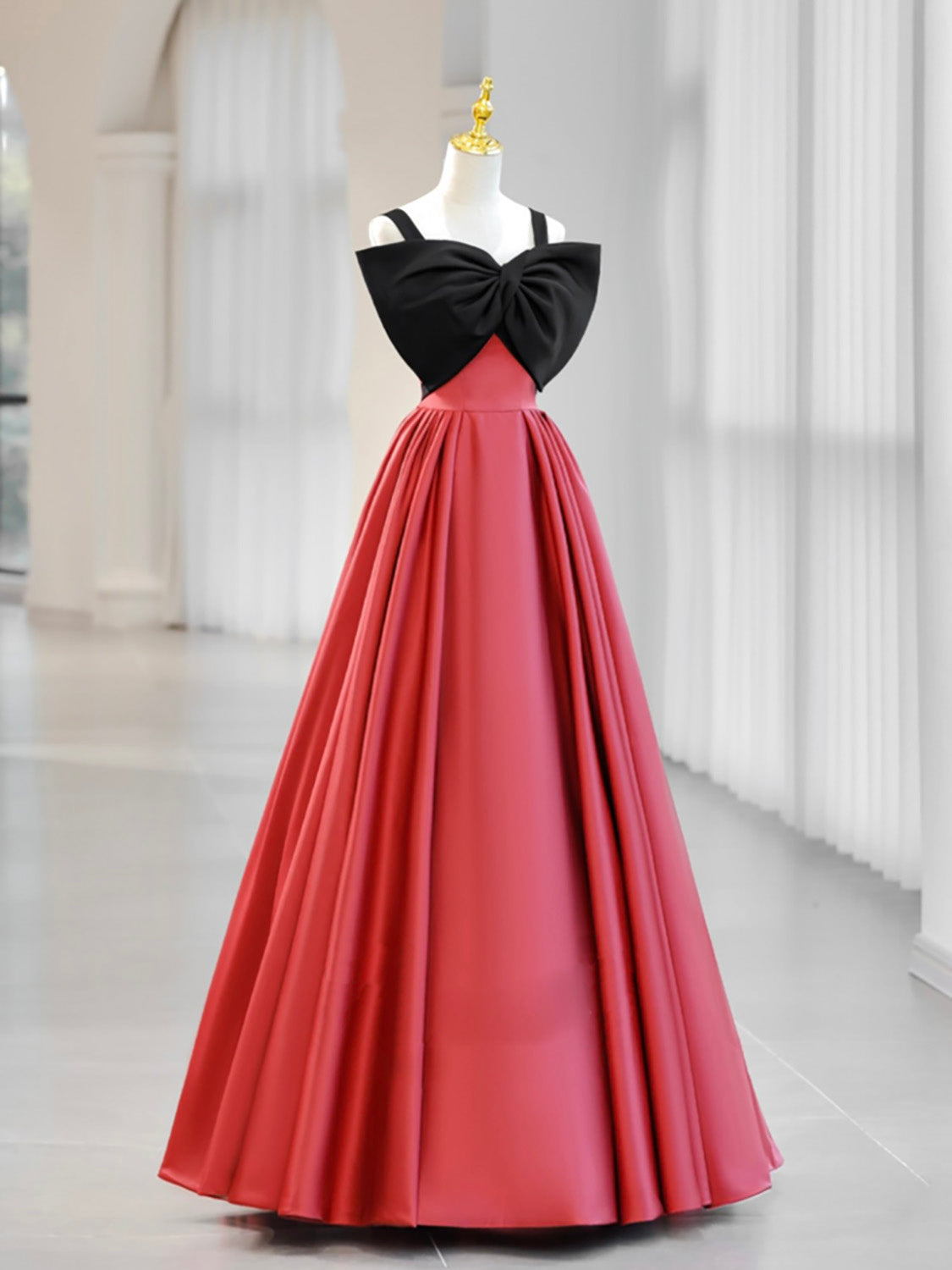 A-Line Watermelon Red Satin Long Prom Dress, Long Formal Dress A-Line Watermelon Red Satin Long Prom Dress, Long Formal Dress