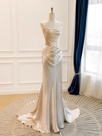 Mermaid Champagne Long Prom Dress, Champagne Evening Dress