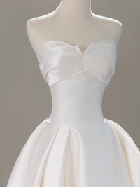 A-Line Sweetheart Neck Satin White Long Prom Dress