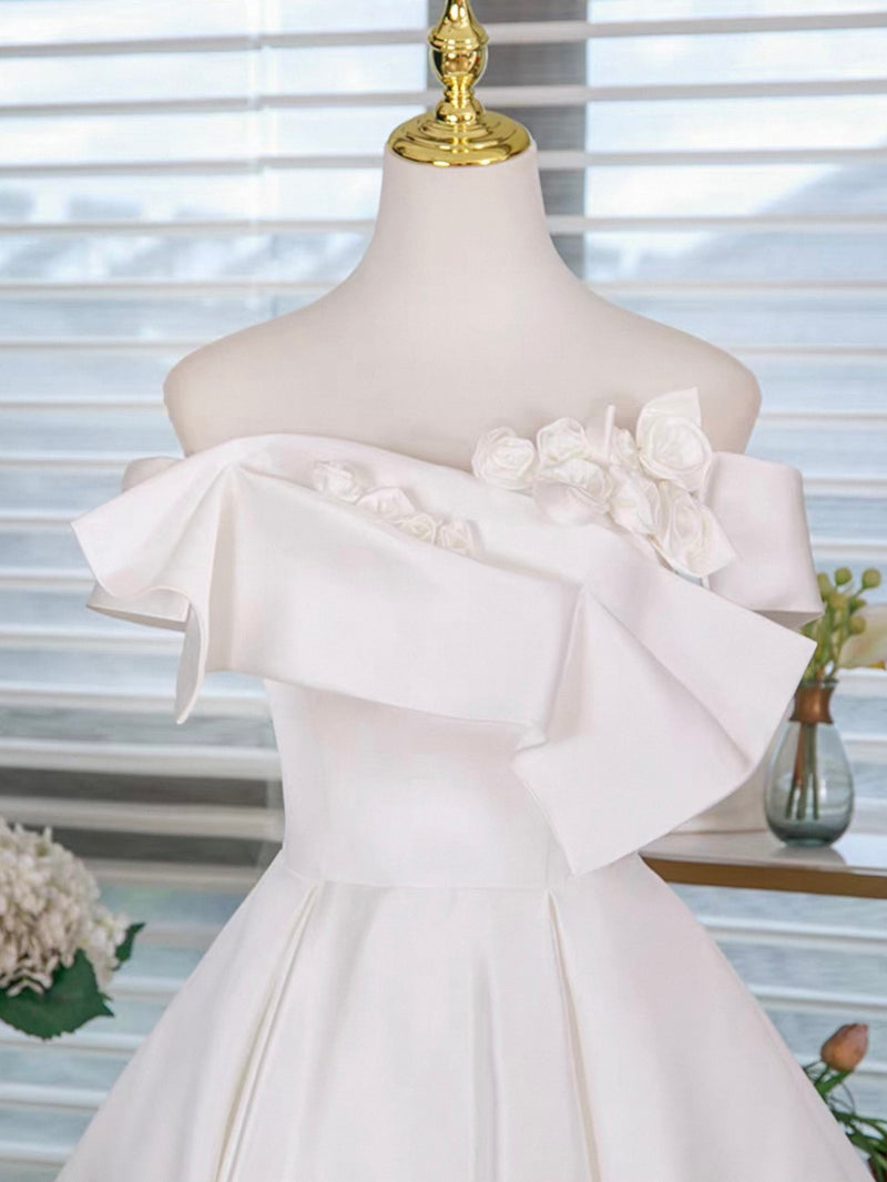 White A-Line Short Prom Dress, White Homecoming Dress