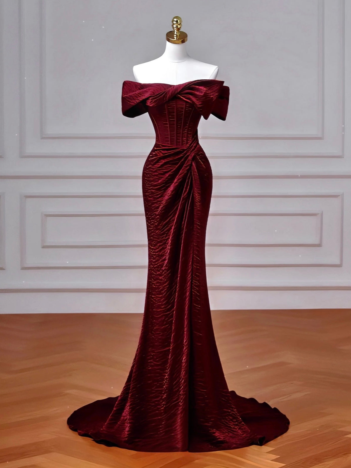 Mermaid Burgundy Long Prom Dress, Burgundy Long Evening Dress