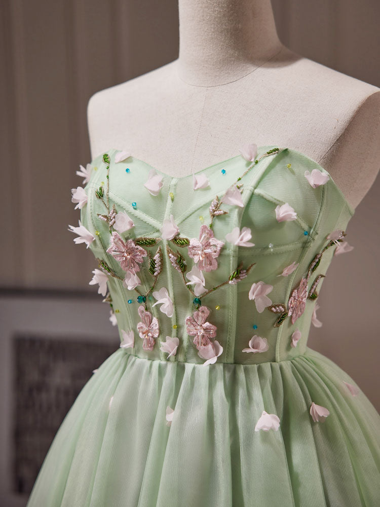 Green A-Line Tulle Short Prom Dress, Cute Green Homecoming Dresses – toptby