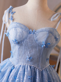 A-Line Sweetheart Neck Blue Short Prom Dress, Blue Homecoming Dress