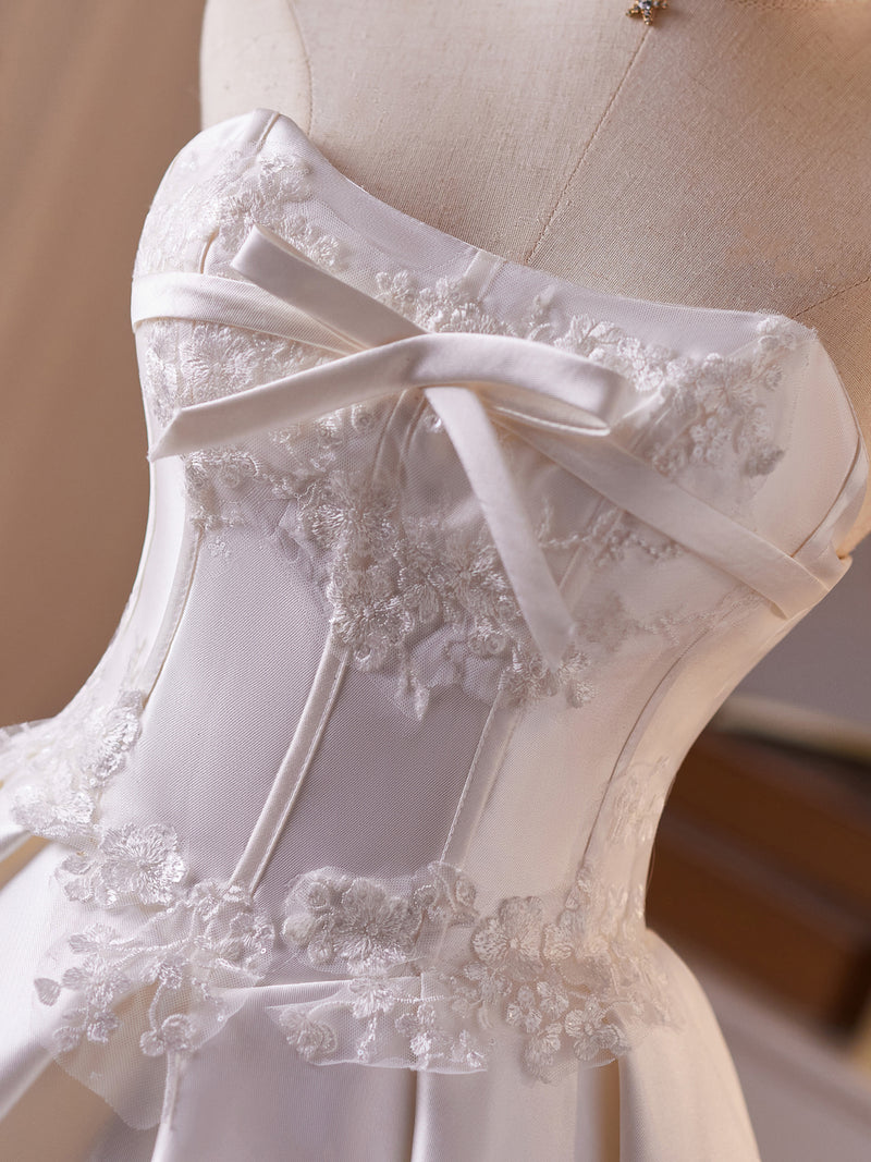 A-Line Lace White Short Prom Dress, White Homecoming Dress