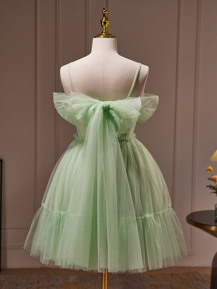 A-Line Green Sweetheart Neck Short Prom Dress, Green Homecoming Dress