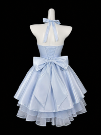A-line Sweetheart Satin Tulle Blue Short Prom Dress, Blue Homecoming Dress