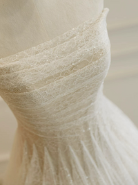 A-Line Tulle Lace Sequin Light Champagne Long Prom Dress