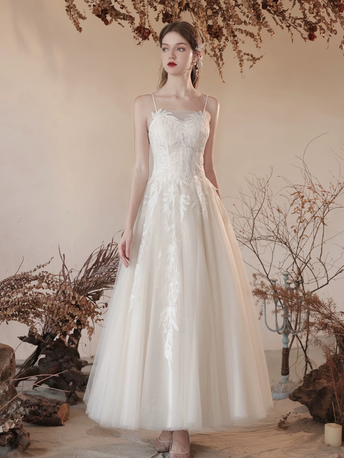 champagne lace dress tea length Champagne Shimmery Lace Bodycon Wedding Dress Overskirt Light Ivory