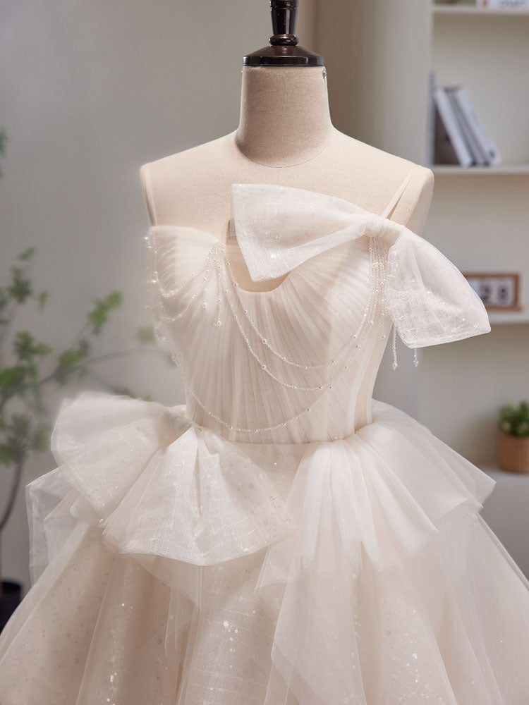 Beige Tulle Sequin Short Prom Dress, Beige Homecoming Dress