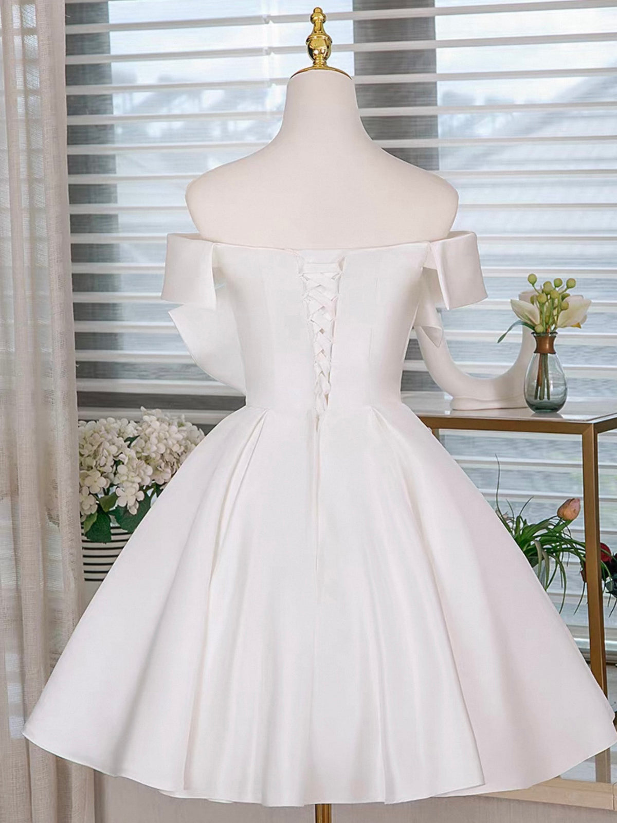 White A-Line Short Prom Dress, White Homecoming Dress toptby White A-Line Short Prom Dress, White Homecoming Dress toptby