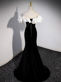 Black Off Shoulder Mermaid Long Prom Dress, Black Long Formal Dress