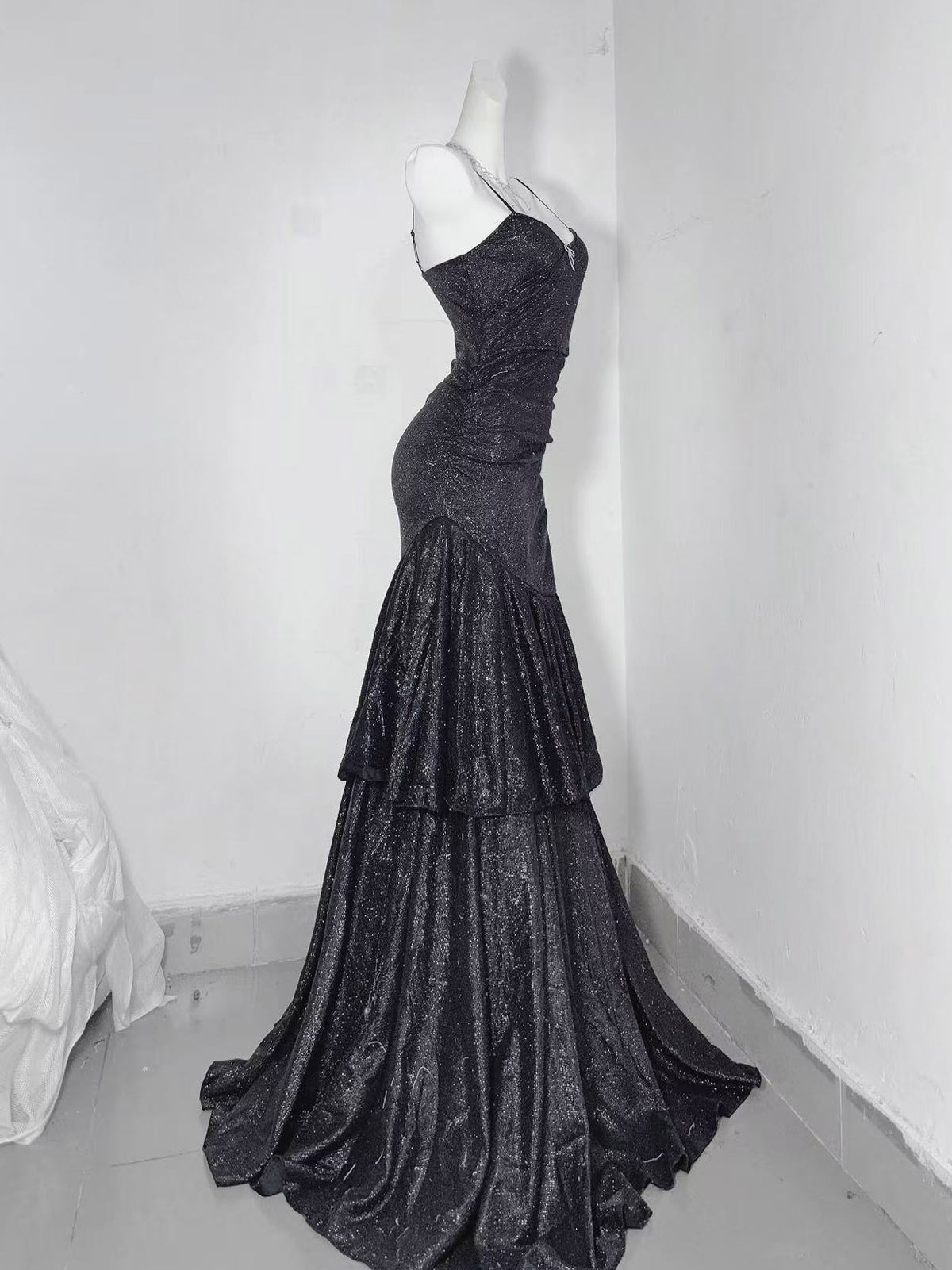Simple Sweetheart Mermaid Black Long Prom Dress, Black Party Dress