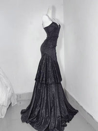 Simple Sweetheart Mermaid Black Long Prom Dress, Black Party Dress