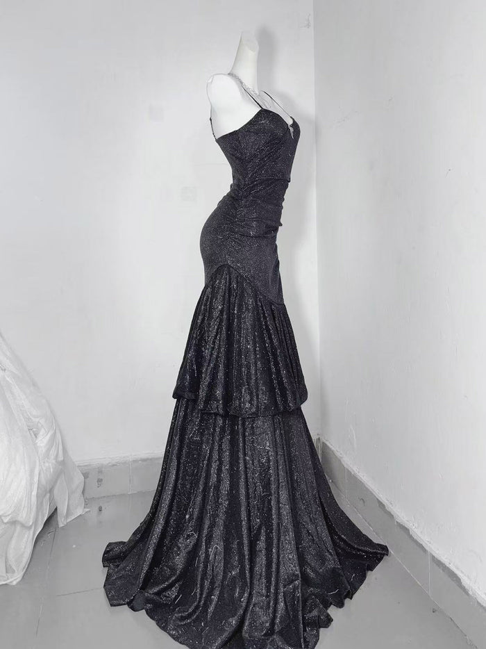 Simple Sweetheart Mermaid Black Long Prom Dress, Black Party Dress