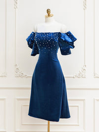 Blue velvet Prom Dress