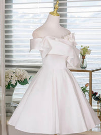 White A-Line Short Prom Dress, White Homecoming Dress