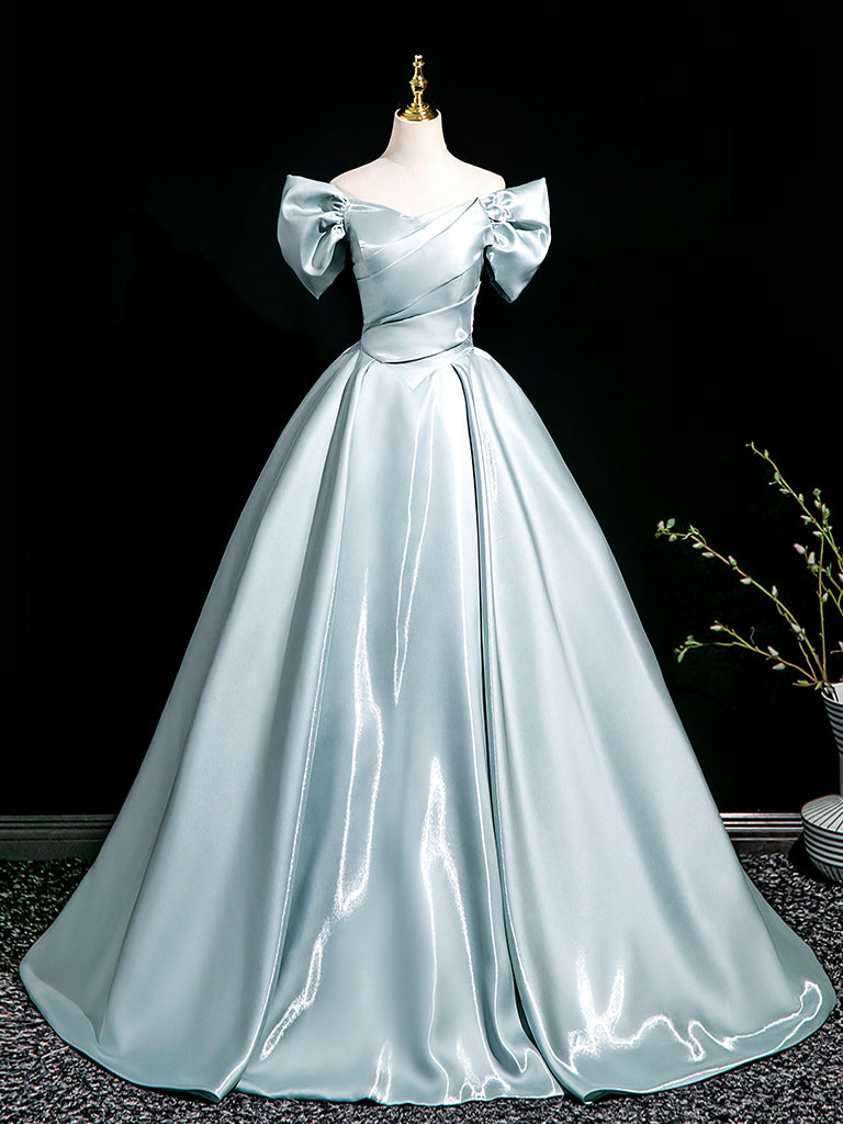 A-Line V Neck Satin Blue Long Prom Dress, Blue Long Formal Dress toptby A-Line V Neck Satin Blue Long Prom Dress, Blue Long Formal Dress toptby