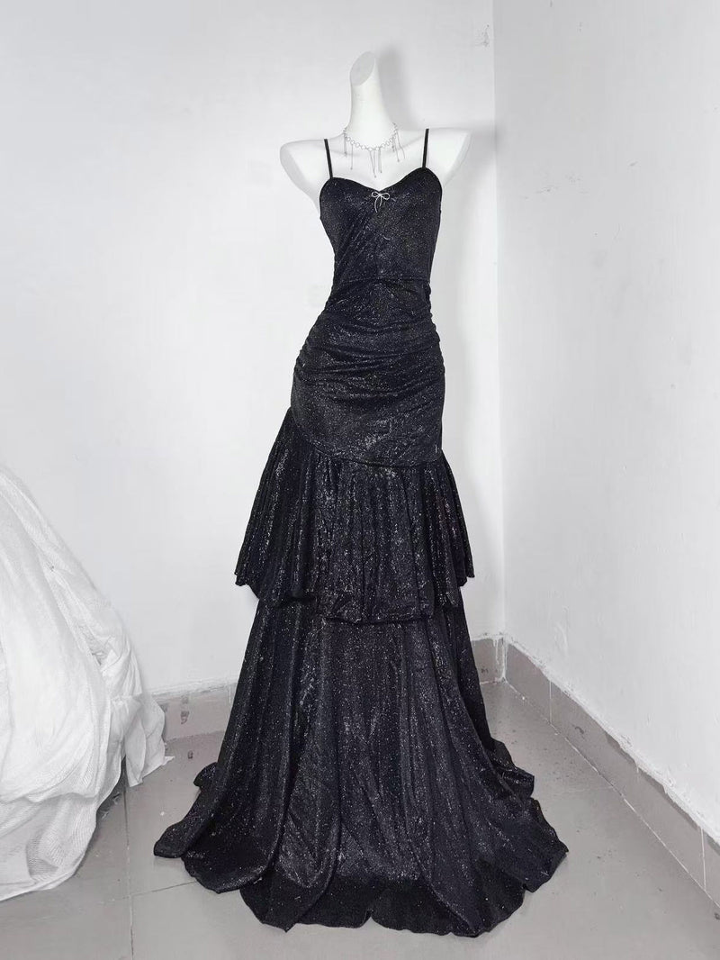 Simple Sweetheart Mermaid Black Long Prom Dress, Black Party Dress