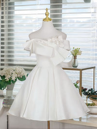 White A-Line Short Prom Dress, White Homecoming Dress