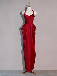 Simple Sweetheart Satin Burgundy Long Prom Dress, Burgundy Evening Dress